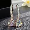 Small Round Stone Luxury Crystal Dangle Earrings For Women Vintage Silver Color White Zircon Drop Earring Trendy Wedding Jewelry