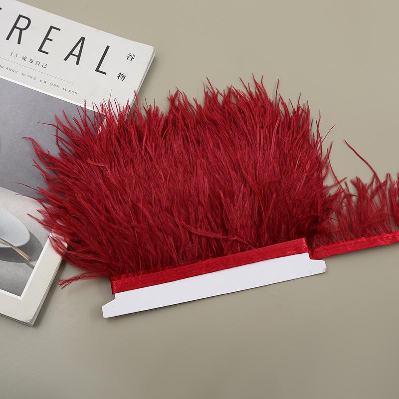 Color 8-10 Cm Ostrich Hair Cloth Edge Clothing Cuffs Hem Ostrich Feather Strips Cloth With Accessories Lace