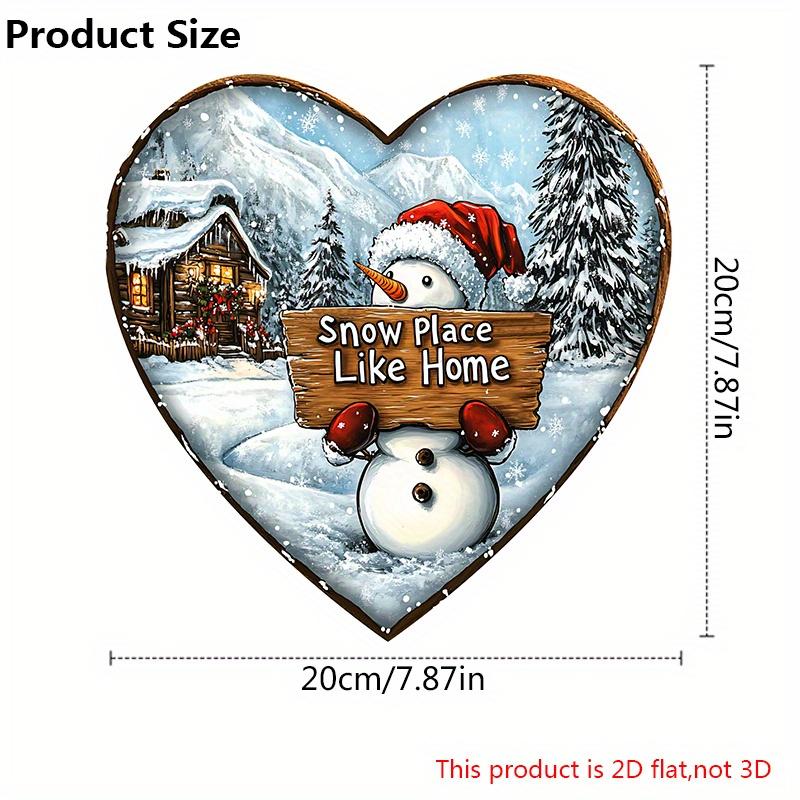 Rustic Wooden Christmas Sign with Snowman Pattern - Heart-shaped Navidad Sign for Front Doo, Wall Hanging Decor - Ideal Christmas Decoration