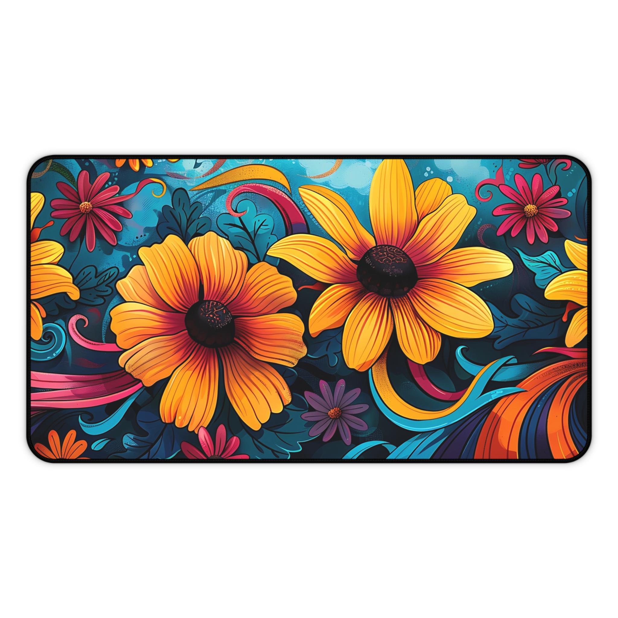 Floral Pattern Placemat Vibrant Office Decor Brightens Up Your Workspace A Gift for Art Lovers Colorful Home Office Space LockEdge 300x800x3mm