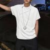 INCERUN Men Summer Lapel Neck Short Sleeve Side Buttons Casual Shirts Tops