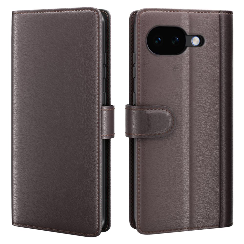 For Google Pixel 10a Case Genuine Split Leather Phone Cover with Wallet Stand