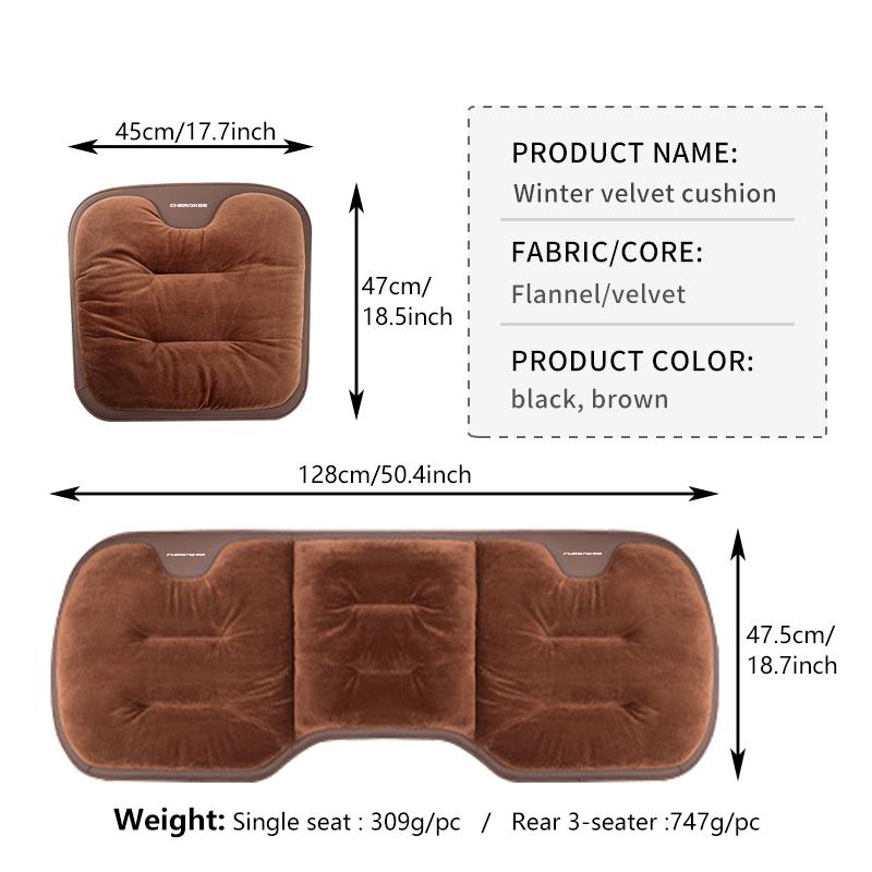 Car Flannel Seat Pad Front Rear Seats Cushion Winter Warm Mat For Jeep Wrangler-JK Liberty JL Cherokee Patriot Commander ALU1