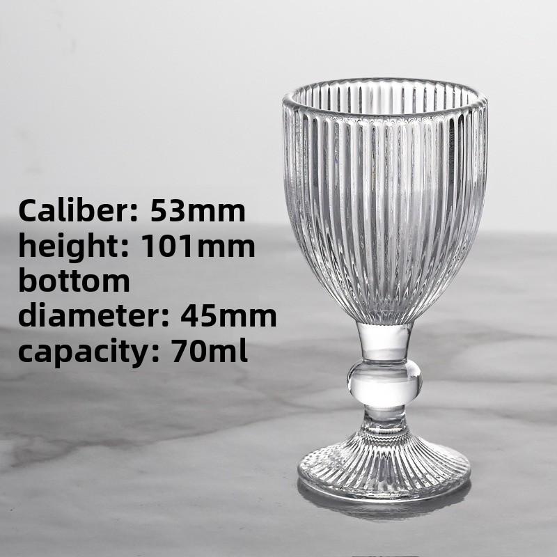 American Short BarwareStem Striped Red Wine Glass Set with Wide Mouth for Ice Cream and Hotel