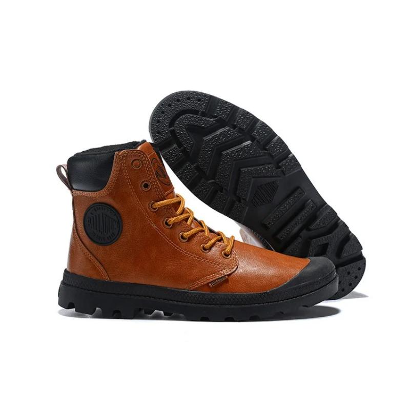 Black Leather Men Pampa Cuff Tactical Army Ankle Working Boots,Comfortable High Quality Walking Safety Walking Shoes