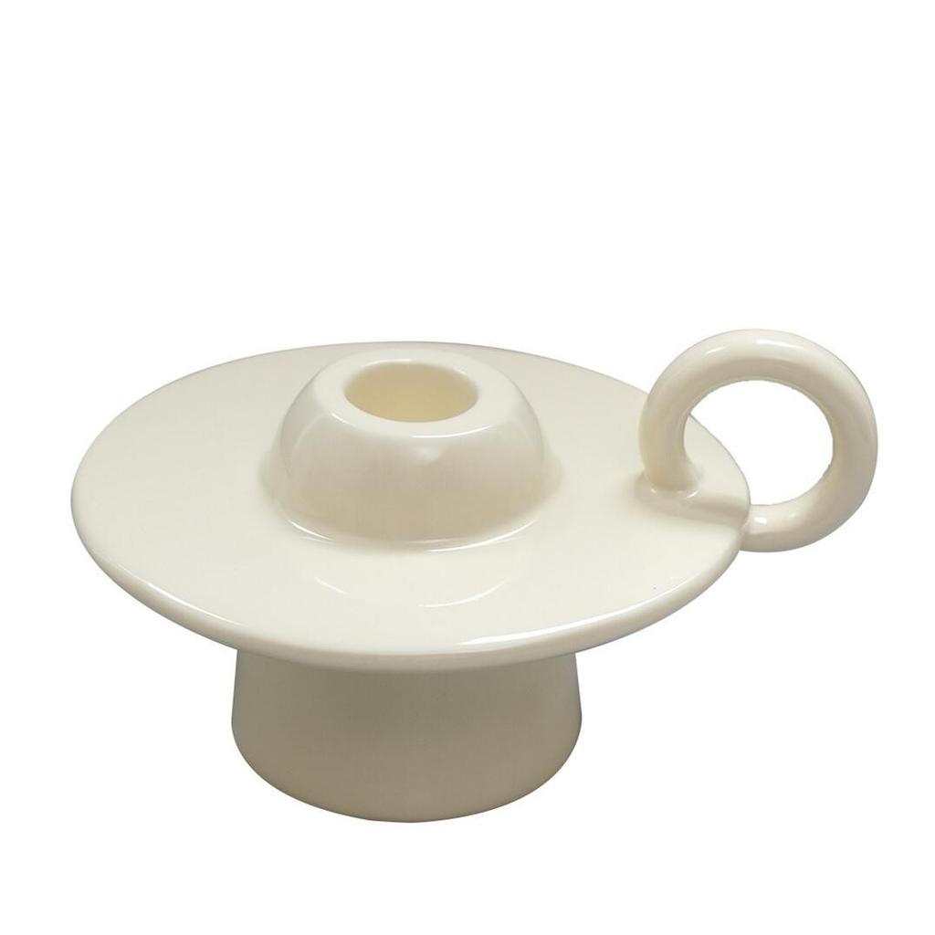European Candle Ceramic Holder with Round Handle  Aromatherapy Candle Stand Seat,Burning Home Decoration Desktop Ornament