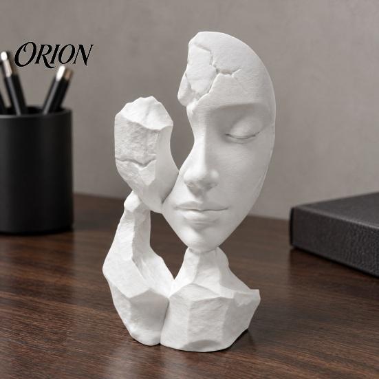 Broken Face Figure 3D Printed Abstract Statue, PETG Decorative Entryway Display Sculpture for Home Office Desktop Showcase Contemporary Table Ornament