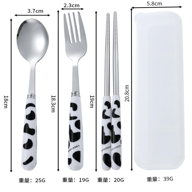 3Pcs Portable Cutlery With Storage Box, Spoon, Fork, Chopsticks For Workplace, Restaurant Kitchen Utensils Travel Accessories