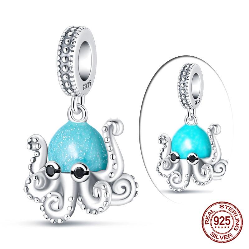 Authentic 100 copper Shell Luminous Bead Charms Crab Octopus Charm Bead Charms Compatible With Authentic Bracelets Do It Yourself Jewellery Making Wo