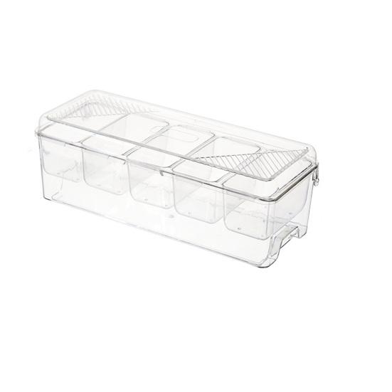 Outdoor Crisper with Lid Multi-Grid Transparent Food-Grade Container Dustproof Spill-Proof Lunch Box for Camping Picnic And Refrigerator