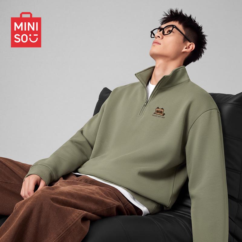 MINISO Men's Casual Half-Zip Sweatshirt