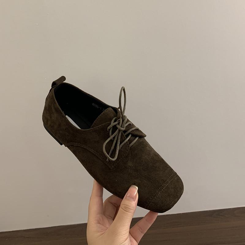 Fashion Bailamos Brand Women Flats Soft Slip On Loafers Shoes Casual Oxford Shoes Female Flats Lace Up Ladies Square Toe Flat Heel Sanda