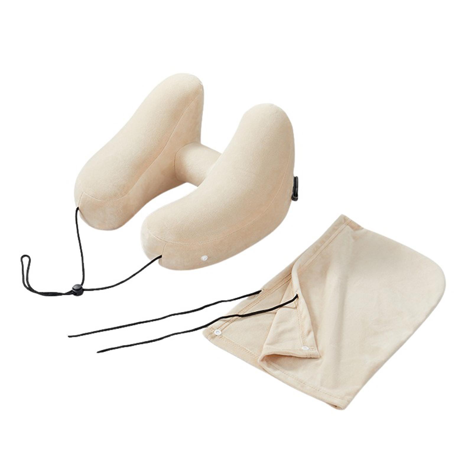 Travel Pillow,Hooded Neck Pillows,Portable Inflatable Neck Pillow For Airplane,Comfort Support Inflatable Airplane Pillow хаки