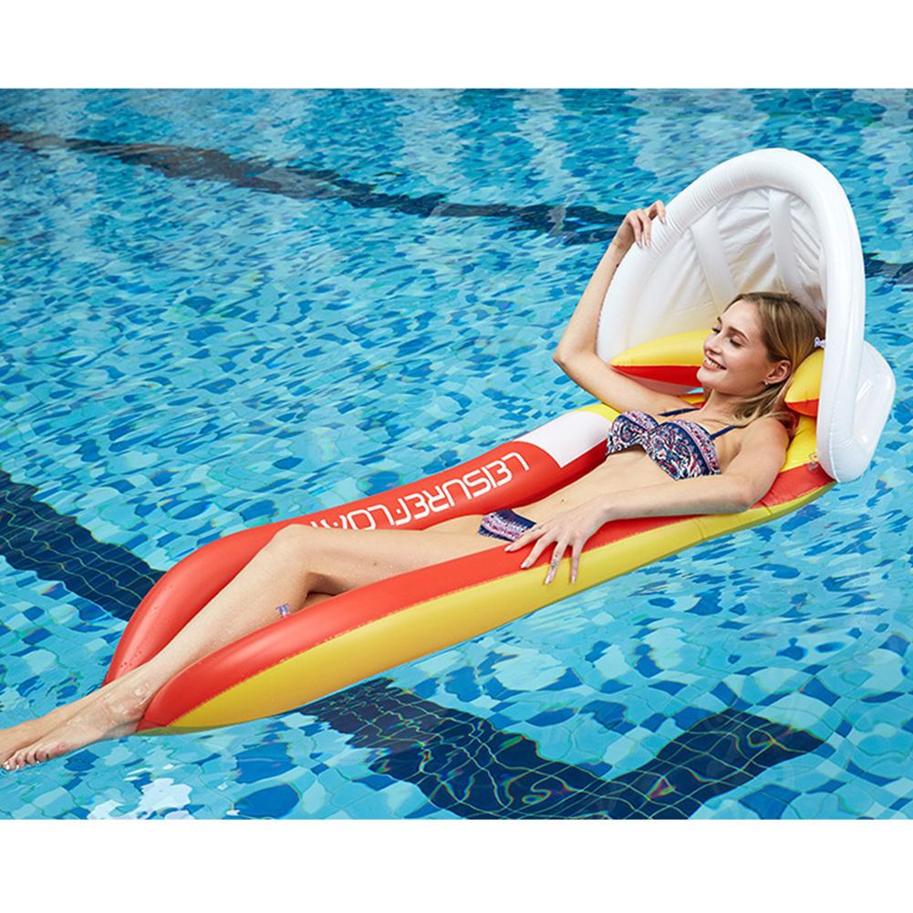 Summer Water Inflatable Floating Row with Cover Sunscreen Foldable Hammock
