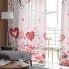 Valentine'S Day Rose Leaves Plants Flowers Love Tulle Curtains for Living Room Sheer Curtain for Bedroom Kitchen Blinds Curtains