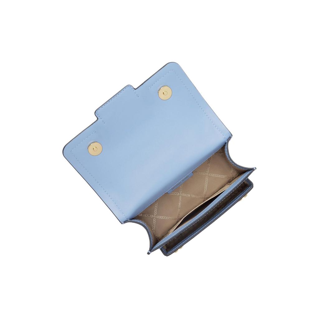 Michael Kors MK Heather Solid Color Fresh Chain Strap Button Flap Closure Leather Shoulder Crossbody Bag Women Shoulder Bag 32S2G7HC0L-FRENCHBLUE