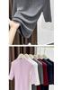 Women's Navy Blue Mid-Sleeve Sweater - Elegant High-End Knit Top with Stand Collar