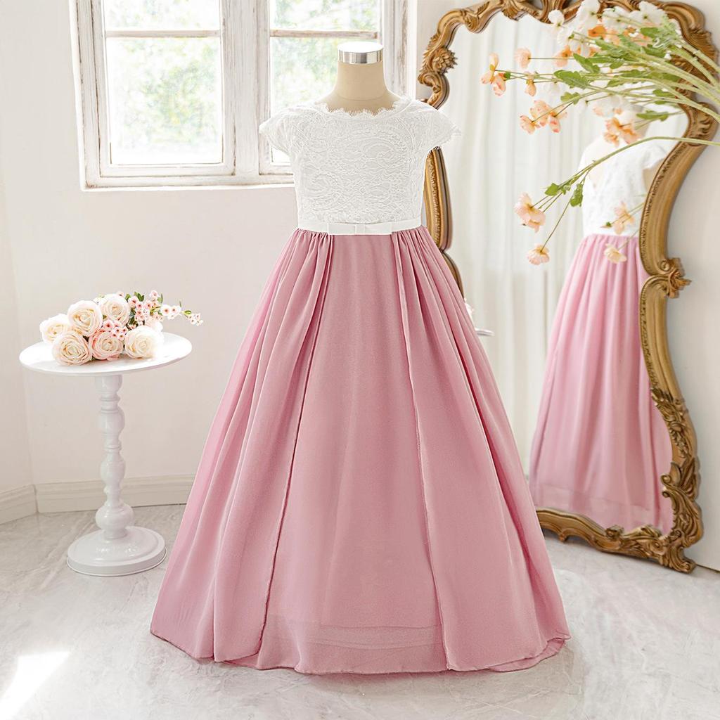Girls' Princess Lace Dress - Flower Girl Wedding & Party Gown
