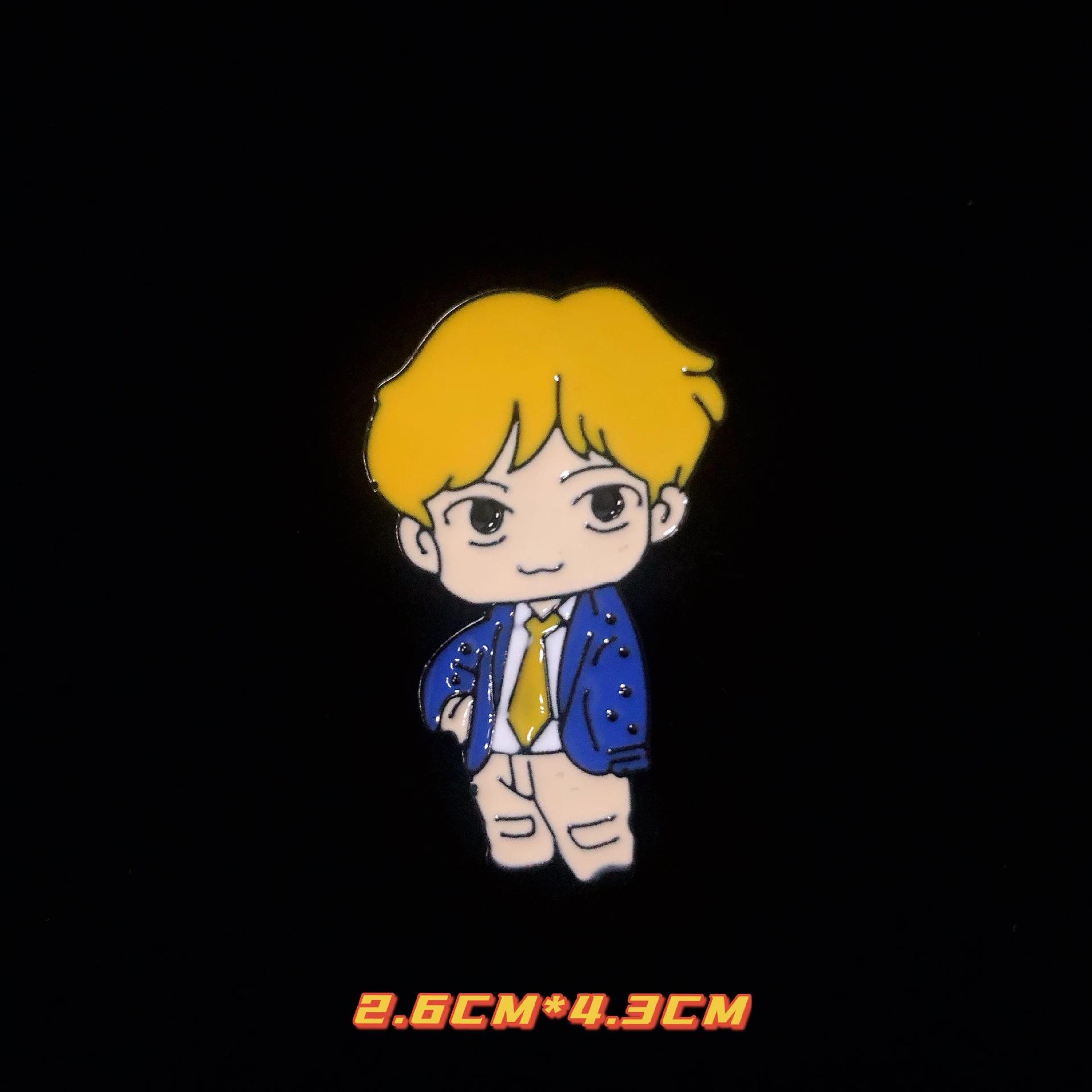 

BTS Cute Cartoon Pins, Bangtan Boys Cartoon Character Metal Brooches, Kpop ARMY Fans Lapel Badges for Backpack & Clothing JIN