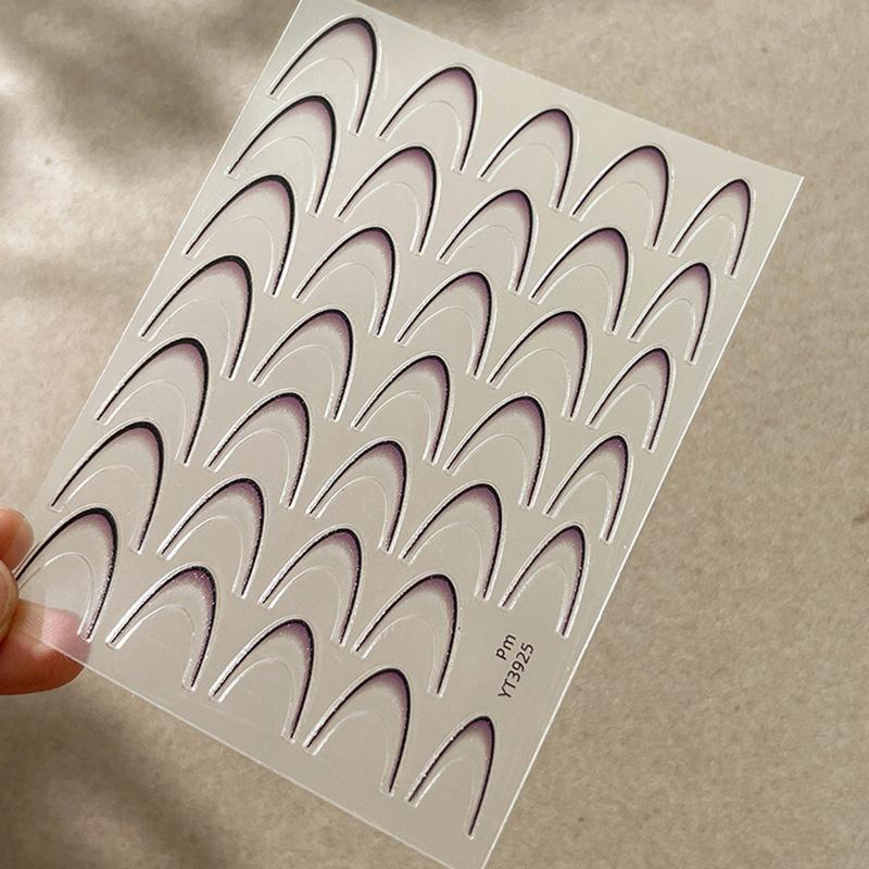 

Градиентный французский линии наклейки для ногтей переводные картинки 3D французский маникюр нейл-арт гелевые слайдеры украшения аксессуары серый