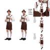 Stylish Men Oktoberfest Clothing Cosplay Costume Featuring Solid Shirt And Suspenders