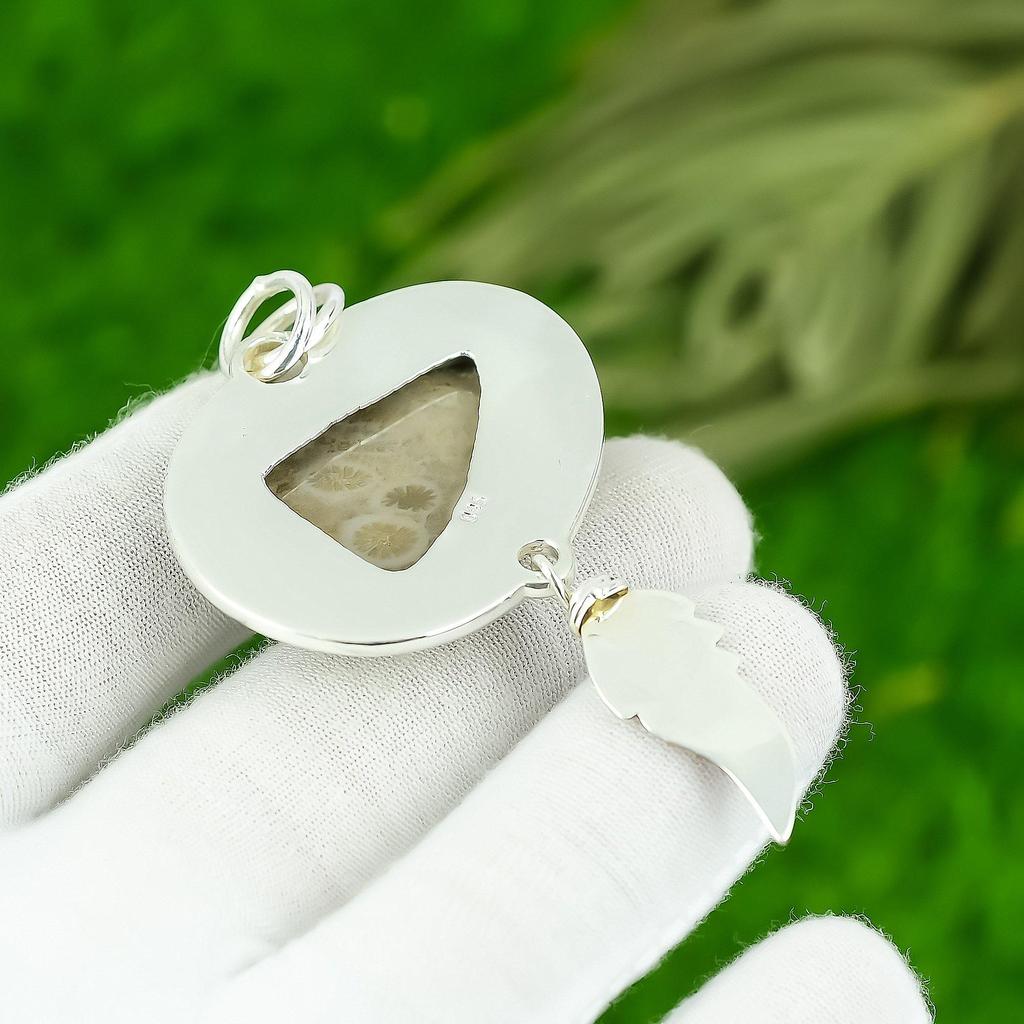 Frauentags-Sale 925 Sterlingsilber Fossilkoralle Edelstein Mutter Anhänger Schmuck