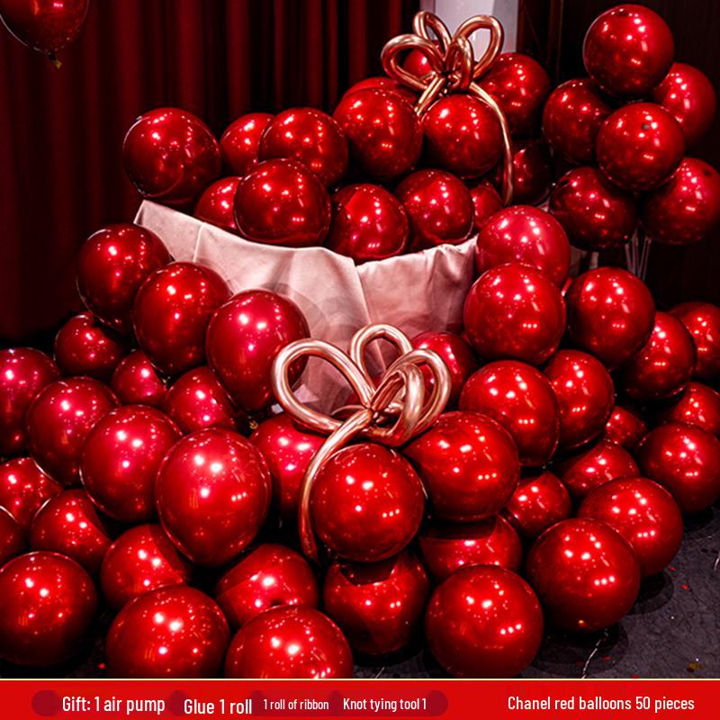 Double Layer Red Latex Balloons Set for Wedding & Engagement Room Decorations