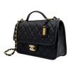 Chanel Classic Diamond Quilted Embossed Cowhide Leather Top Handle Chain Bag, Large Tofu Shoulder Crossbody Handbag For Women Black