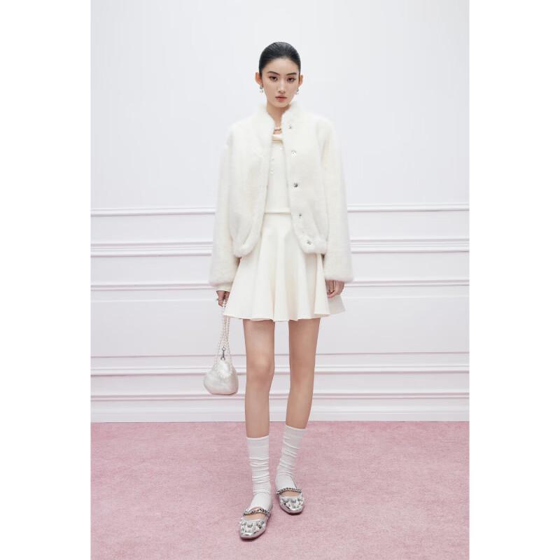 Mandy Zhang Women's Faux Mink Fur Stand-Collar Winter Coat