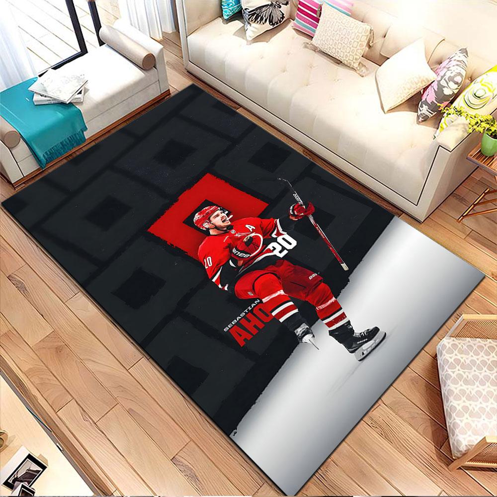 Ice Hockey Player Celebration Patterned Carpet, Non Slip Mat Suitable for Living Room and Bedroom Sofas