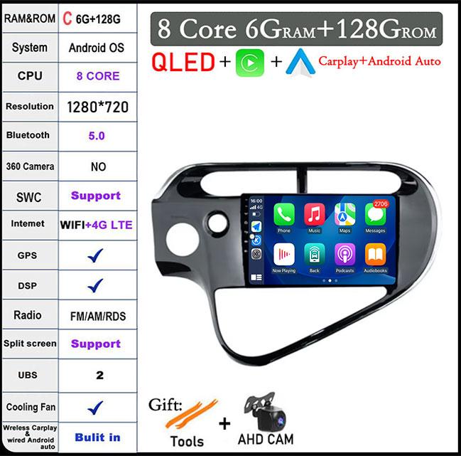 For Toyota AQUA Prius C 2018 - 2020 Android 14 DSP Car Radio Multimedia Video Player Stereo GPS Carplay Auto 4G LTE