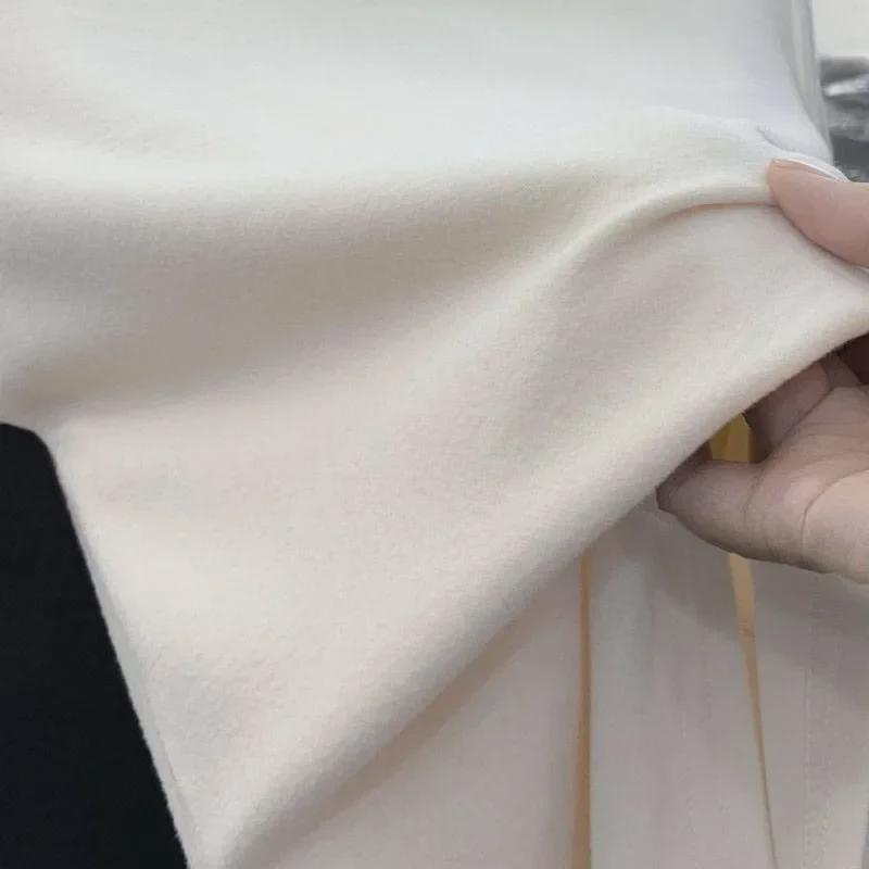 Double-Sided Velvet Half-High Collar Long-Sleeve Women's Warm Shirt for Autumn/Winter