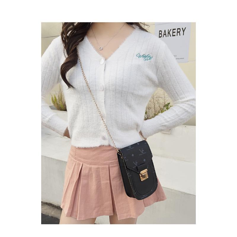 Geantă de umăr pentru fete, cu imprimeu la modă, pentru telefonul mobil, versiunea coreeană