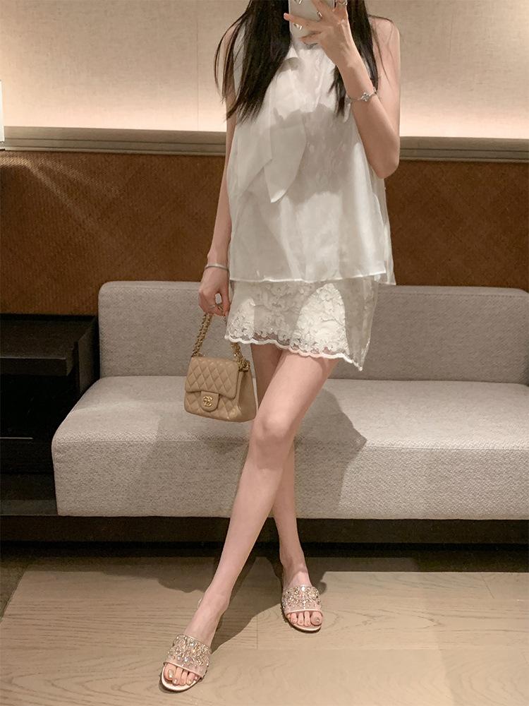 

[Su Yinyin of the same style] Limited edition crystal mop~ mesh rhinestone thick heel slippers women s sandals dinner wear 40