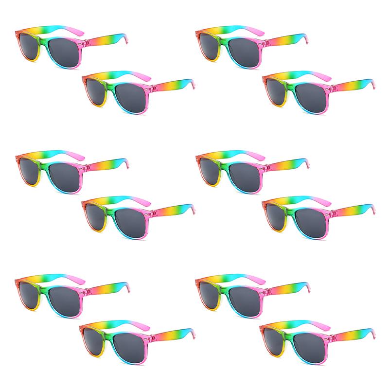 12 Pairs Per Set Fashion Rainbow Shades Retro Square Women's Decoration Sunglasses Ins Brand Design Lady Sun Glasses