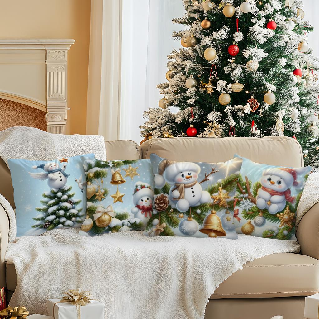 45X45Cm Cartoon Christmas Snowman Pillowcase Bedroom Sofa Cushion Cover 100% Polyester Living Room Cushion Pillowcase Home Decor