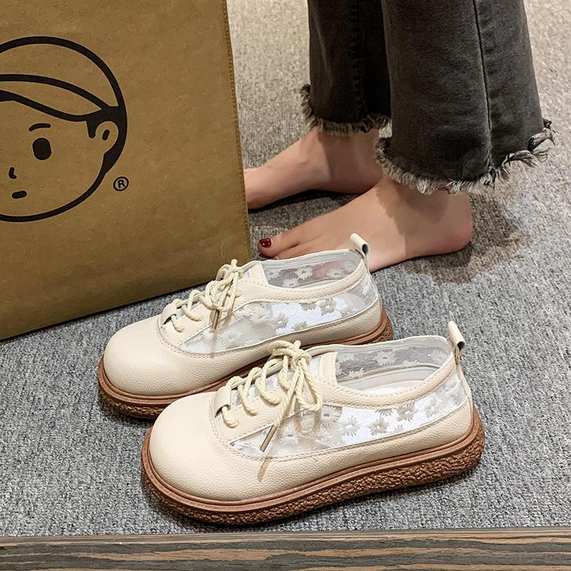 

ZIMO Zimo кружевная сетчатая обувь-лодочки литературная и ретро повседневная дышащая лесная женская обувь обувь рыбака обувь на платформе маффины 40 бежевый