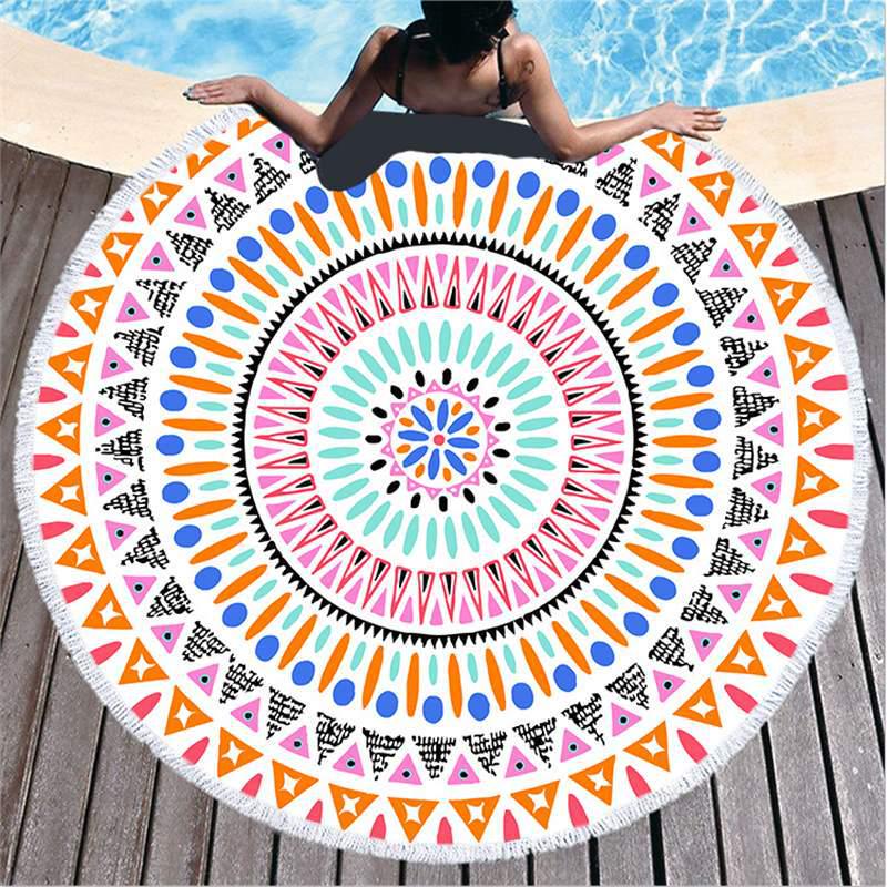 Mandala Pattern Microfiber Beach & Bath Towel - Luxurious Feel & Decorative Floor Mat