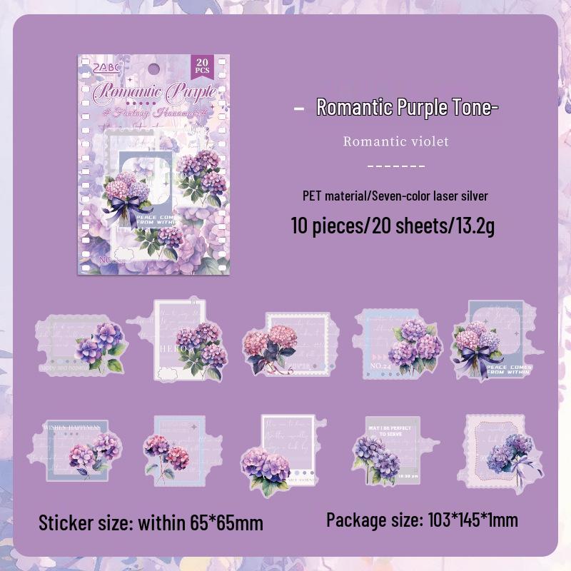 Yuezhen Floral Laser Silver Retro Journal Stickers - Waterproof PET Material