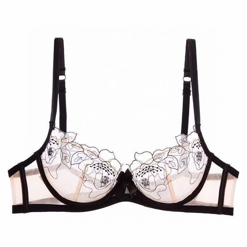 

Нижнее белье во французском стиле: Сексуальный кружевной комплект бюстгальтера и трусиков для всех размеров, подчеркивающий чистое желание и сентиментальность. 38/85AB