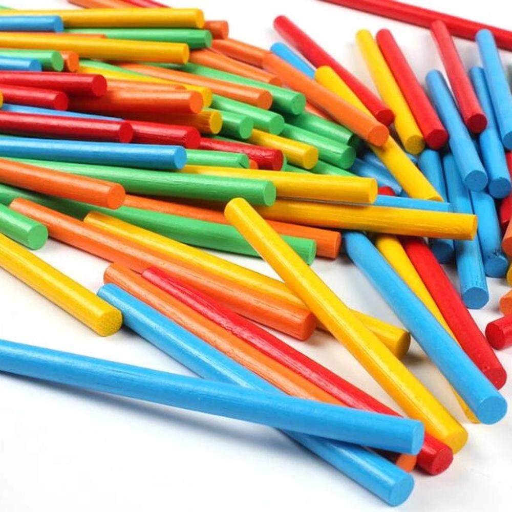 Colorful Mathematics Teaching Aids Wooden Toys Students Counting Rod Bamboo Counting Sticks