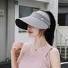 New Summer Twill Sun Hat Fashionable and Versatile Travel Sun Protection Hat High Ponytail Empty Top Ice Silk Vinyl Sun Hat