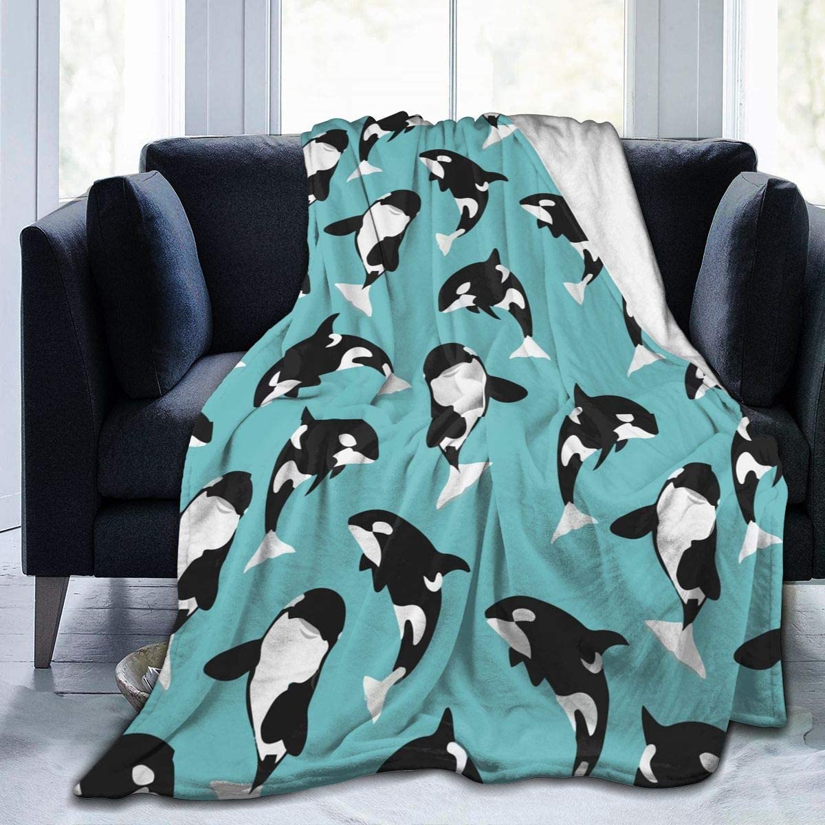 Killer Whale Orca Throw Blanket Ultra Soft Blanket Warm Thin Blanket for Home Bed Blankets Bedspreads for Adults Children 75x90cm