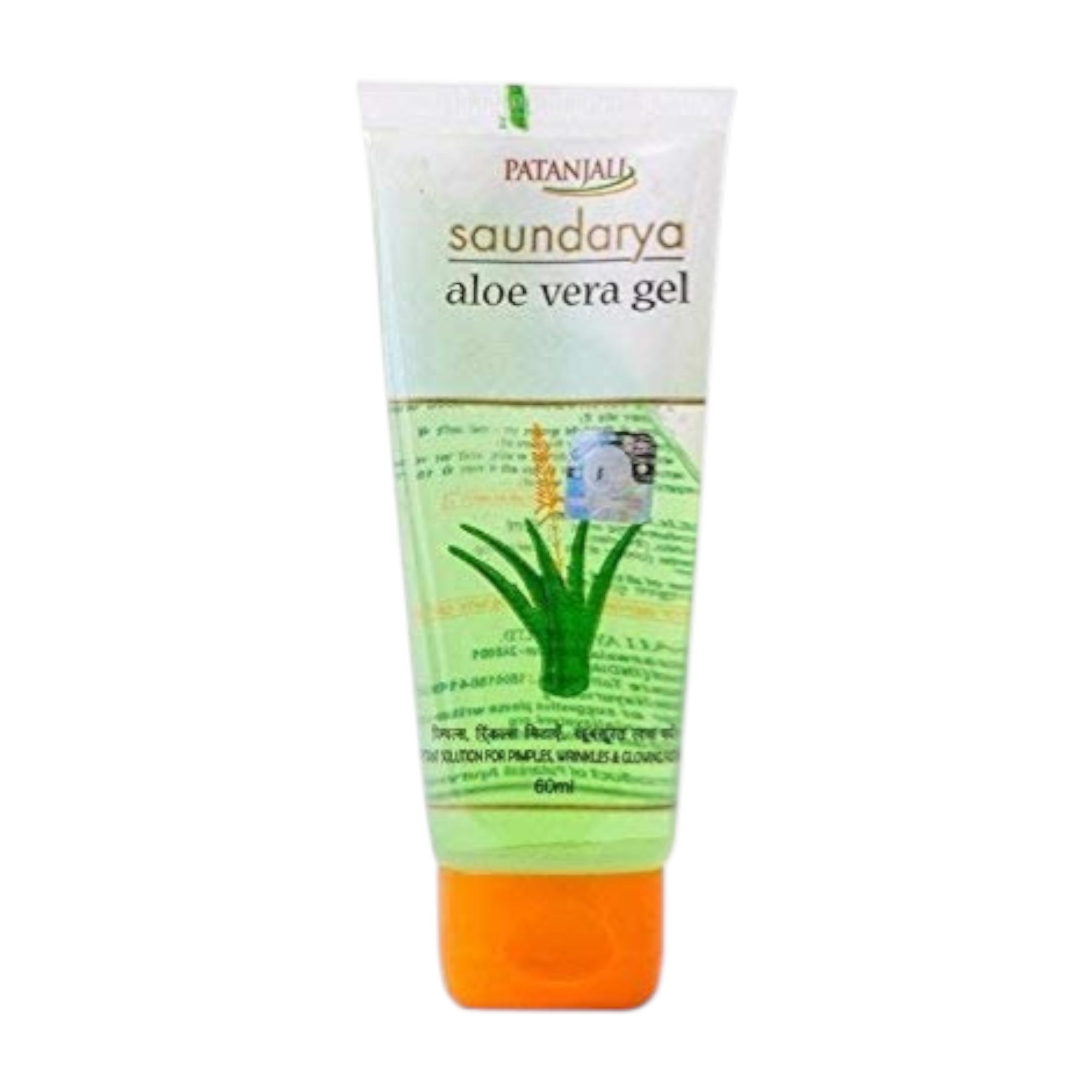 Patanjali Saundarya Aloe Vera Gel 60 ml Tube Hydrating Face Moisturizer For Soft Smooth Glowing Skin Daily Care