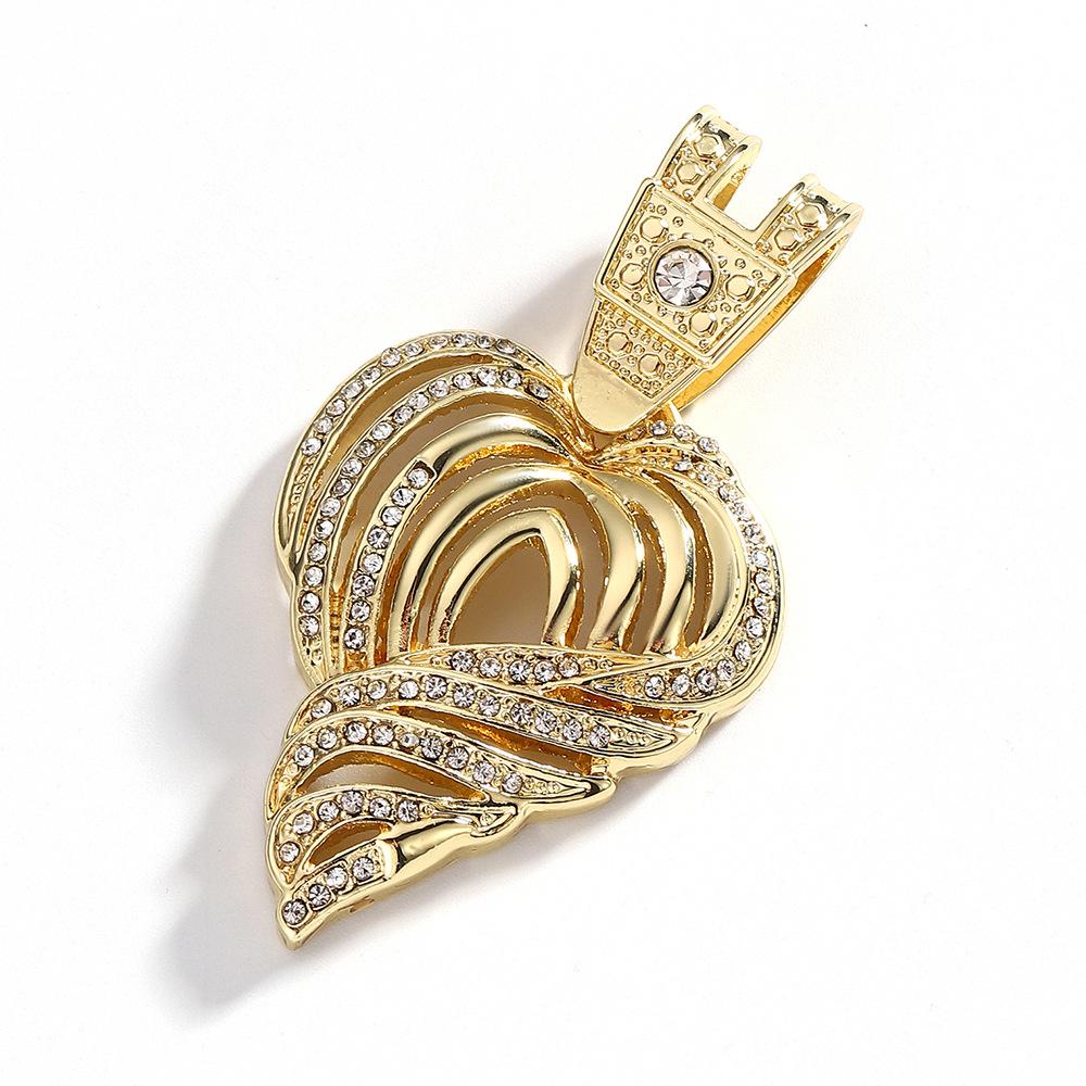 Full Diamond Hollow Love Alloy Pendant Hip Hop Personality Design Sense Men'S Necklace