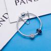 Pandora Purple Sparkling Glazed Forget-Me-Not Flower Safety Chain 925 Silver Bracelet Women's PAND00050-OP