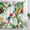 Tropical Birds Shower Curtain For Bathroom Parrot Toucan Green Leaves Plants Summer Polyester Fabric Bath Curtains Decor Hooks