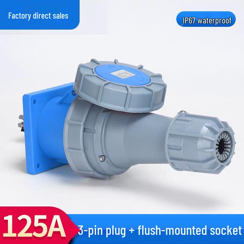 63A/125A Waterproof Aviation Plug Socket: 3-Pin, 4-Wire, 5-Hole, 3-Phase Connector