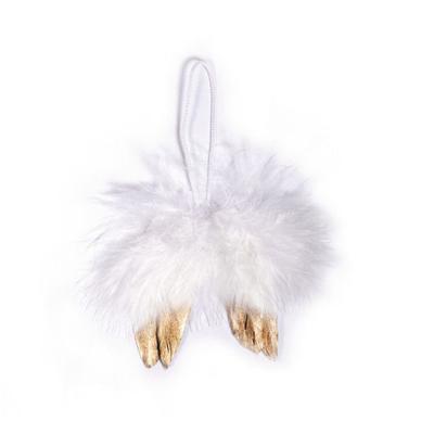 Feather Angel Wings, White/Gold, 5cm, Hanging, 2 Pcs