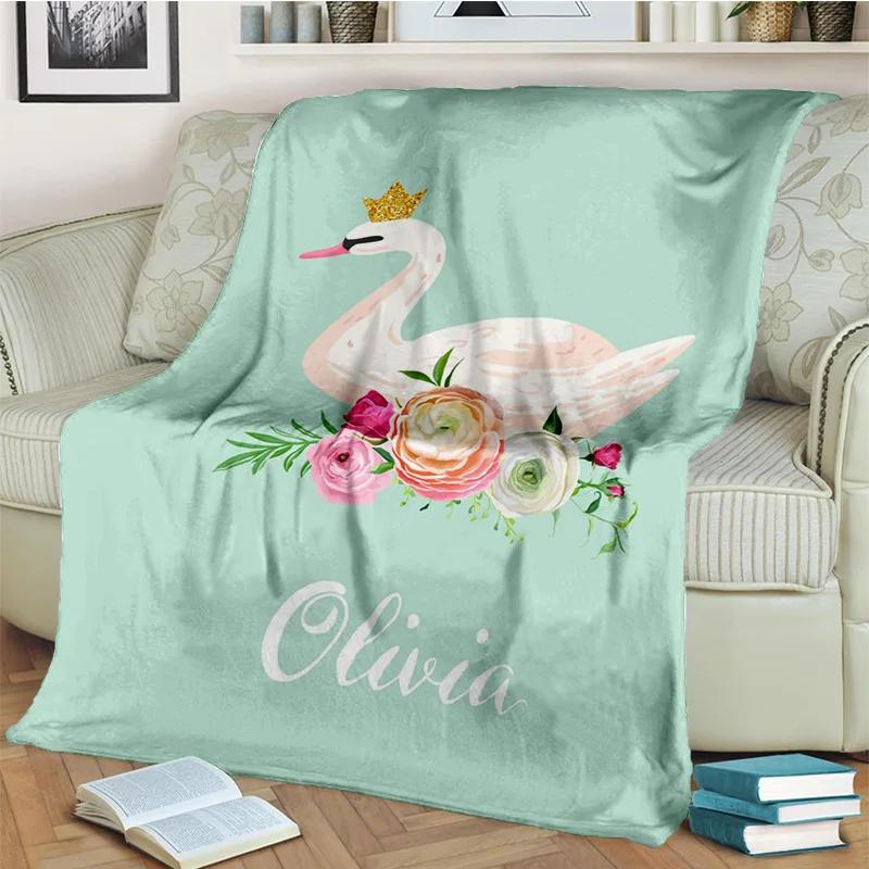 3D Cute Swan Princess Cartoon Cygnus Blanket,Soft Throw Blanket for Home Bedroom Bed Sofa Picnic Travel Office Cover Blanket Kid